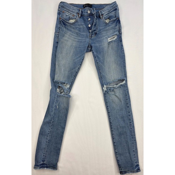 Purple Brand Men's Jeans P001 LIVF 622 Mid Indigo Distressed